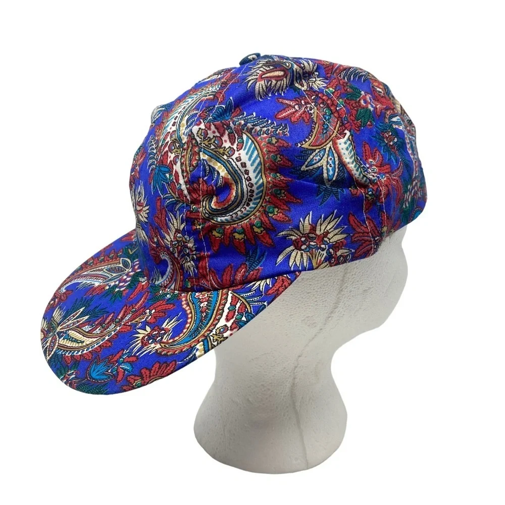 Vintage Unisex M/L Blue Paisley Jockey Adjustable Back Baseball‎ Cap Hat